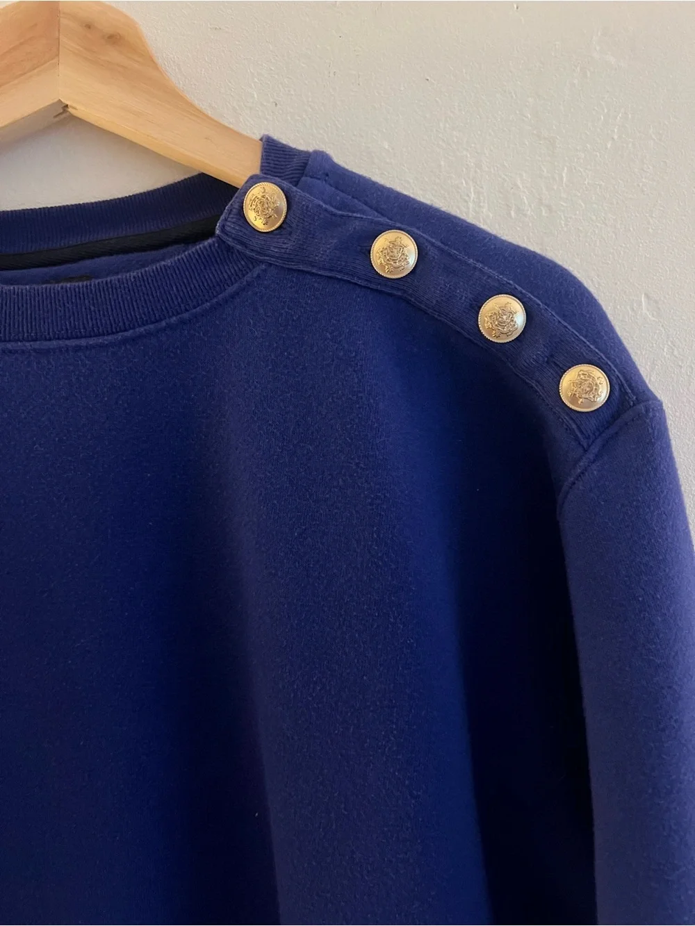 J. Crew Women's Cobalt Blue Shoulder-Button Pullover Sweatshirt